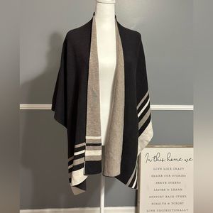 Women's Wool Blend Shrug Shawl Cape‎ Black, Grey, Cream with Waterfall Collar OS